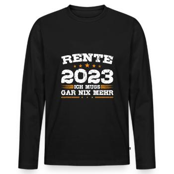 Rente 2023 - Männer Premium Bio Langarmshirt - Schwarz - Vorne - Nico (187cm)