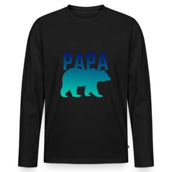 PAPA BEAR - Men's Premium Organic Long Sleeve Shirt - black - Front - Nico (187cm)