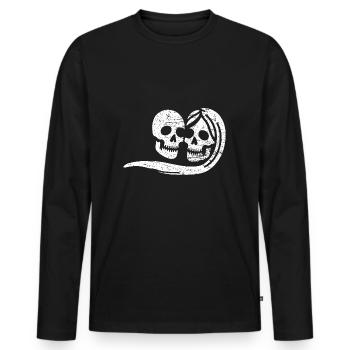 Paires de crânes fantômes d’Halloween - T-shirt manches longues Premium bio Homme - noir - Devant - Nico (187cm)