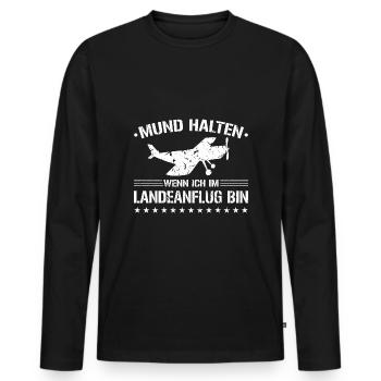 Mund Halten Modellflugzeug Pilot Modellflieger - Männer Premium Bio Langarmshirt - Schwarz - Vorne - Nico (187cm)
