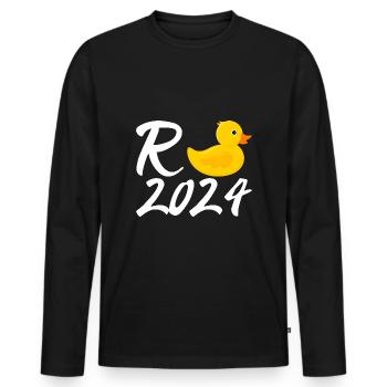 Rente 2024 Ente für Rentner Rentnerin Ruhestand - Männer Premium Bio Langarmshirt - Schwarz - Vorne - Nico (187cm)