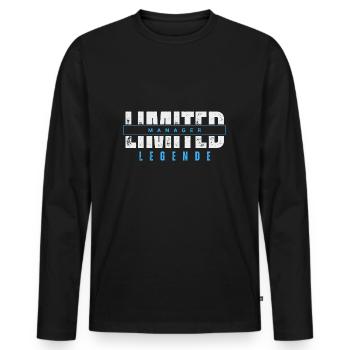 Limited Manager Legend. - Men's Premium Organic Long Sleeve Shirt - black - Front - Nico (187cm)