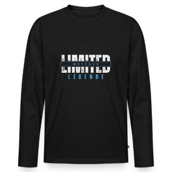 Limited Metzger Legende. - Männer Premium Bio Langarmshirt - Schwarz - Vorne - Nico (187cm)