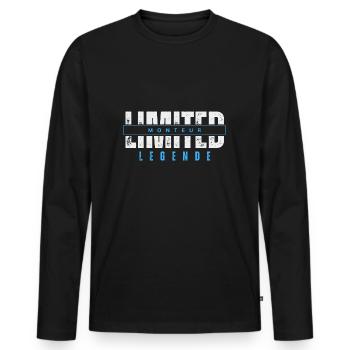 Limited Monteur Legende. - Männer Premium Bio Langarmshirt - Schwarz - Vorne - Nico (187cm)