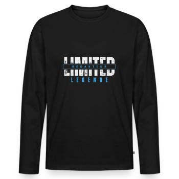 Légende de l’éditeur limité. - T-shirt manches longues Premium bio Homme - noir - Devant - Nico (187cm)