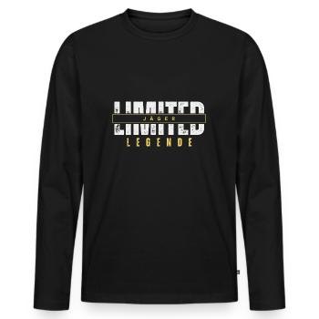 Limited Hunter Legend. - Men's Premium Organic Long Sleeve Shirt - black - Front - Nico (187cm)