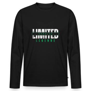Limited Händler Legende. - Männer Premium Bio Langarmshirt - Schwarz - Vorne - Nico (187cm)