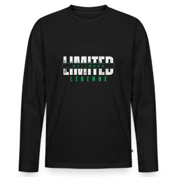Limited Müllmann Legende. - Männer Premium Bio Langarmshirt - Schwarz - Vorne - Nico (187cm)