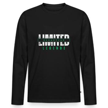 Limited Redakteur Legende. - Männer Premium Bio Langarmshirt - Schwarz - Vorne - Nico (187cm)