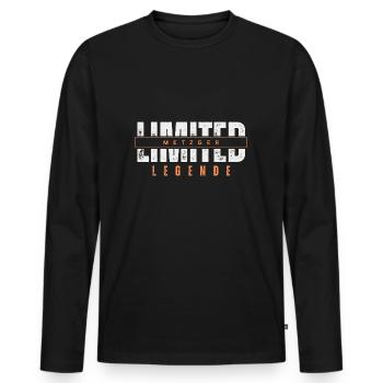 Limited Metzger Legende. - Männer Premium Bio Langarmshirt - Schwarz - Vorne - Nico (187cm)