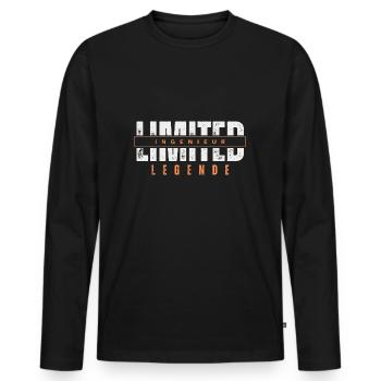 Limited Ingenieur Legende. - Männer Premium Bio Langarmshirt - Schwarz - Vorne - Nico (187cm)