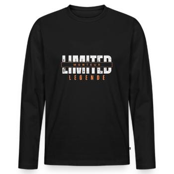 Limited Monteur Legende. - Männer Premium Bio Langarmshirt - Schwarz - Vorne - Nico (187cm)
