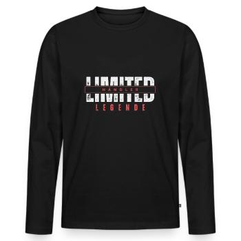Limited Händler Legende. - Männer Premium Bio Langarmshirt - Schwarz - Vorne - Nico (187cm)