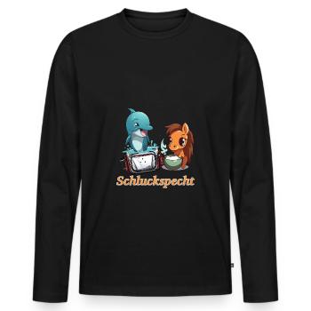 Schluckspecht Delphin Bauchtasche Party Mallorca - Männer Premium Bio Langarmshirt - Schwarz - Vorne - Nico (187cm)