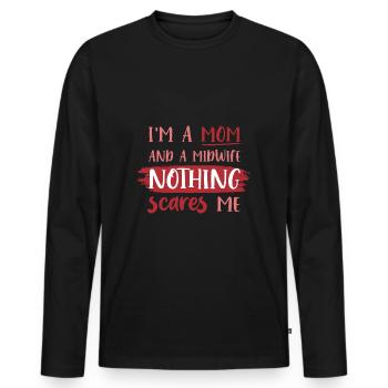 Sage-femme - T-shirt manches longues Premium bio Homme - noir - Devant - Nico (187cm)