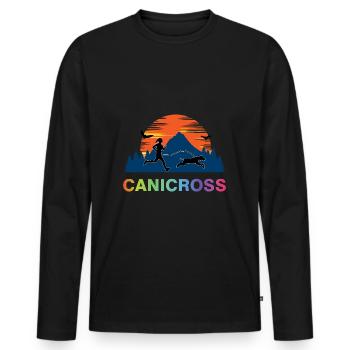 Canicross Zughundesport laufen mit Hund - Männer Premium Bio Langarmshirt - Schwarz - Vorne - Nico (187cm)