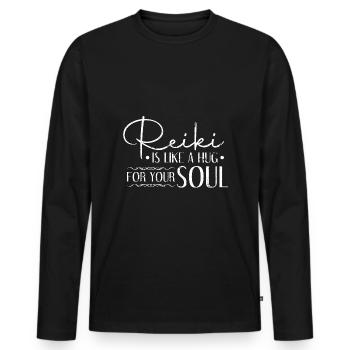 Reiki - Männer Premium Bio Langarmshirt - Schwarz - Vorne - Nico (187cm)