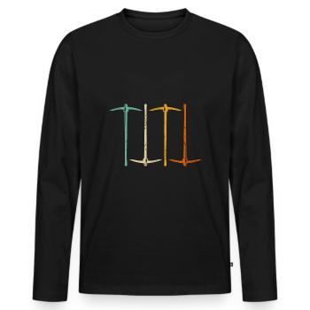 Retro Spitzhacke Geologie - Männer Premium Bio Langarmshirt - Schwarz - Vorne - Nico (187cm)