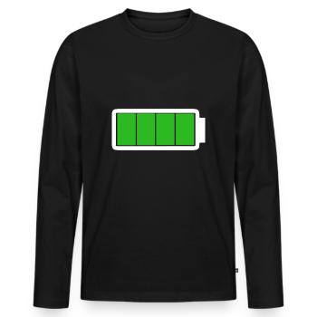 Battery - Fully charged | Energy - Men's Premium Organic Long Sleeve Shirt - black - Front - Nico (187cm)