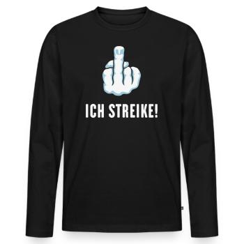 Stinkefinger – Ich Streike! (Streik Streikposten) - Männer Premium Bio Langarmshirt - Schwarz - Vorne - Nico (187cm)