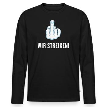 Stinkefinger – Wir Streiken! (Streik Streikposten) - Männer Premium Bio Langarmshirt - Schwarz - Vorne - Nico (187cm)