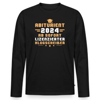 Abiturient 2024 Abschluss Abitur Geschenk - Männer Premium Bio Langarmshirt - Schwarz - Vorne - Nico (187cm)