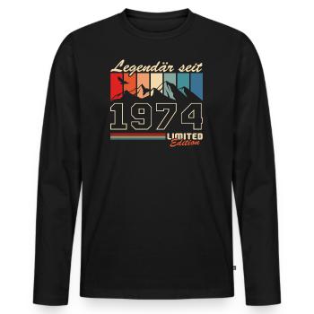 1974 Jahrgang Vintage Berge Geburtstag - Männer Premium Bio Langarmshirt - Schwarz - Vorne - Nico (187cm)
