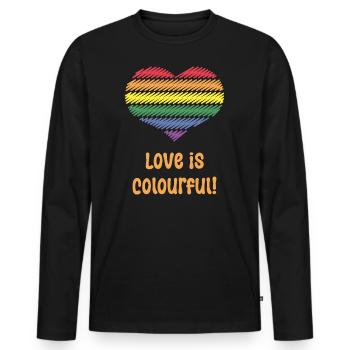 L’amour est coloré ! (Cœur / Fierté / LGBTQIA+) - T-shirt manches longues Premium bio Homme - noir - Devant - Nico (187cm)