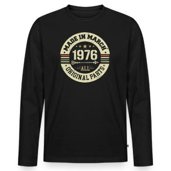 Legendary since March 1976 - Men's Premium Organic Long Sleeve Shirt - black - Front - Nico (187cm)