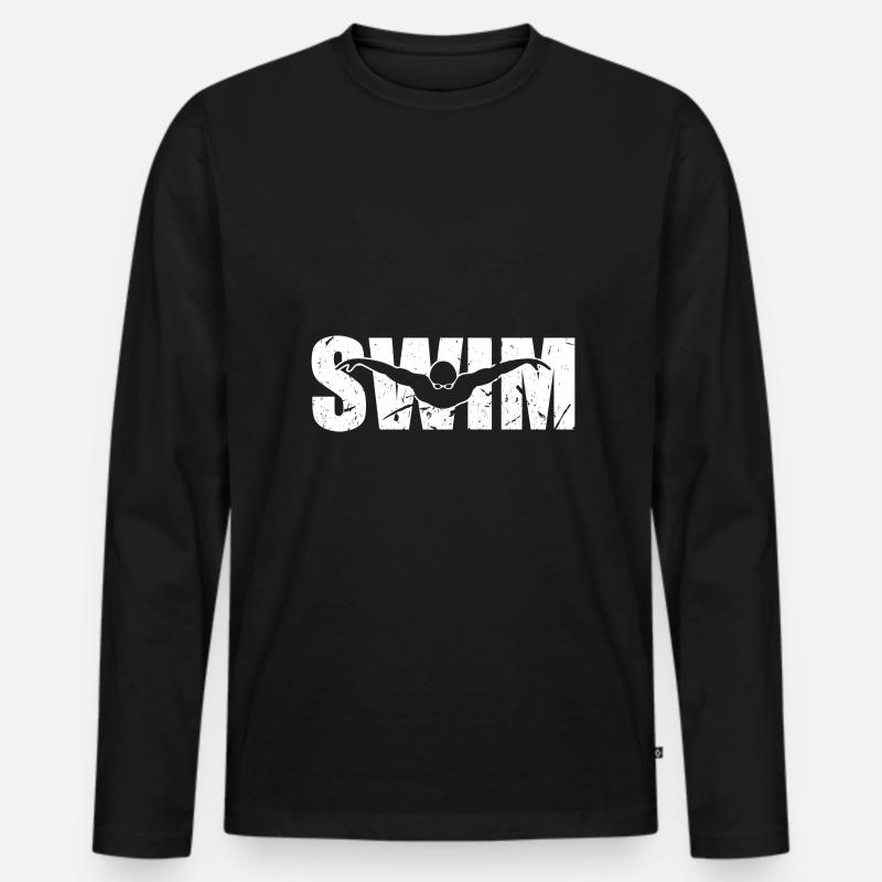Schwimmen - Männer Premium Bio Langarmshirt - Schwarz