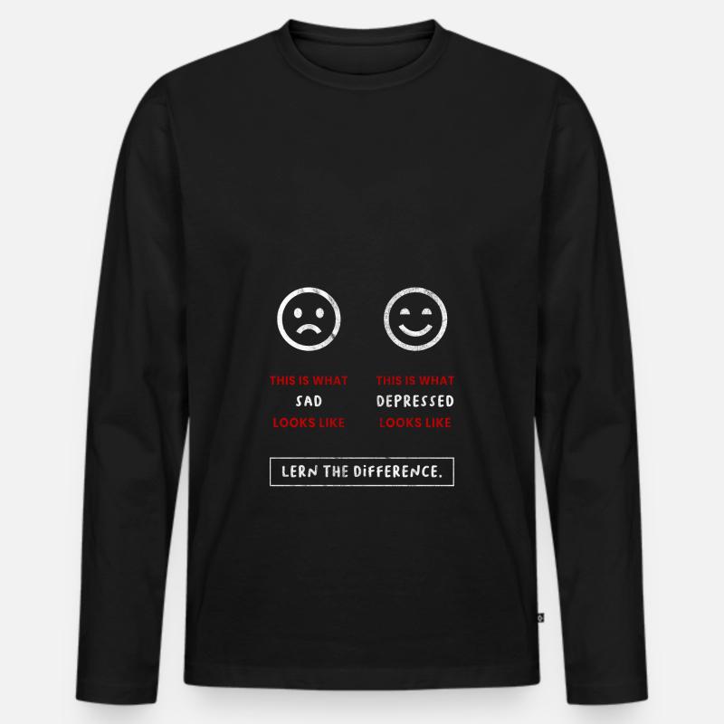 Depression - Sad vs. Depressed - Männer Premium Bio Langarmshirt - Schwarz