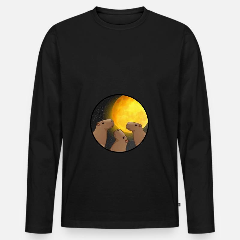 Capybara Moon - cochon d'inde géant - T-shirt manches longues Premium bio Homme - noir
