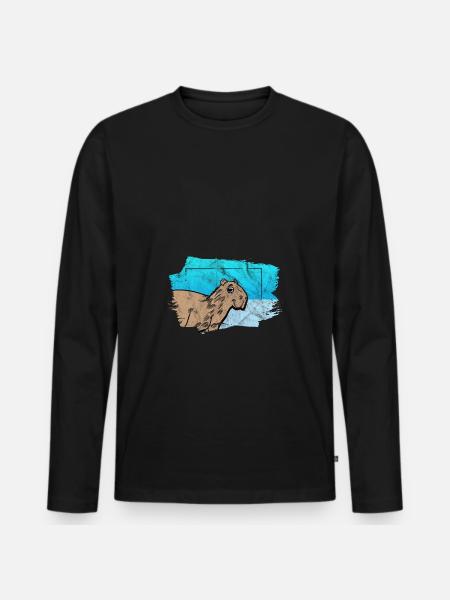 Capybara mignon - T-shirt manches longues Premium bio Homme - noir