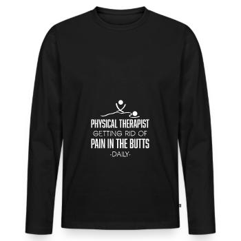 Physiothérapeute massage - T-shirt manches longues Premium bio Homme - noir - Devant - Nico (187cm)
