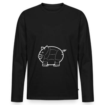Pork Cut - Butcher Meat Butcher Grill BBQ - Men's Premium Organic Long Sleeve Shirt - black - Front - Nico (187cm)