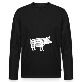 Pork Parts - Meat Butcher Grill BBQ - Men's Premium Organic Long Sleeve Shirt - black - Front - Nico (187cm)