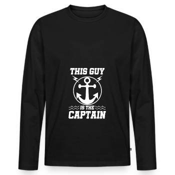 Captain Motor-Boat Sailing Sailing Sailing Yacht Boat - Men's Premium Organic Long Sleeve Shirt - black - Front - Nico (187cm)