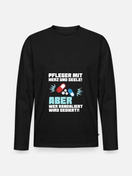 Pfleger mit Herz - Altenpfleger Krankenpfleger - Männer Premium Bio Langarmshirt - Schwarz