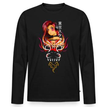 Dragon-Rin - Men's Premium Organic Long Sleeve Shirt - black - Front - Nico (187cm)