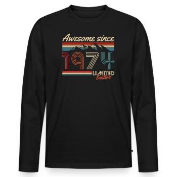 1974 Jahrgang Berge Retro Geburtstag - Männer Premium Bio Langarmshirt - Schwarz - Vorne - Nico (187cm)