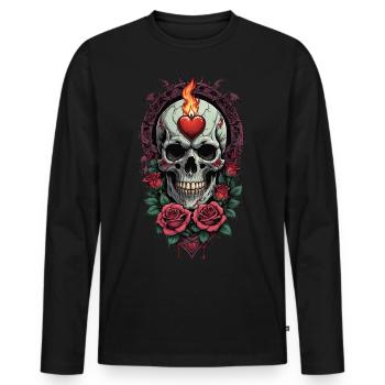 Skull in Love - Männer Premium Bio Langarmshirt - Schwarz - Vorne - Nico (187cm)