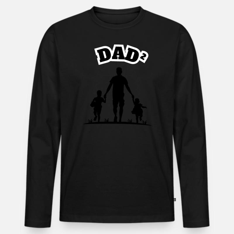 Dad² 2 Children Black - Männer Premium Bio Langarmshirt - Schwarz