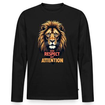 Seek Respect Not Attention - Men's Premium Organic Long Sleeve Shirt - black - Front - Nico (187cm)