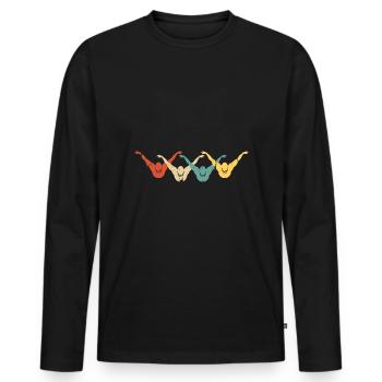 Vintage Schimmer Silhouette Retro Schwimmen - Männer Premium Bio Langarmshirt - Schwarz - Vorne - Nico (187cm)