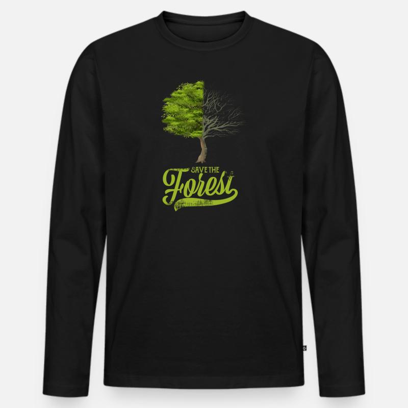 Save the forest - Männer Premium Bio Langarmshirt - Schwarz