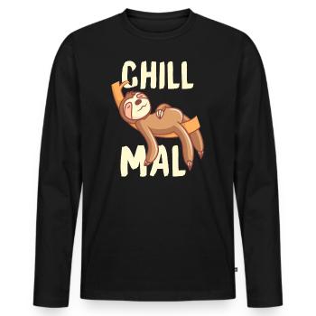 Chill paresseux cadeau relaxant et rafraîchissant - T-shirt manches longues Premium bio Homme - noir - Devant - Nico (187cm)