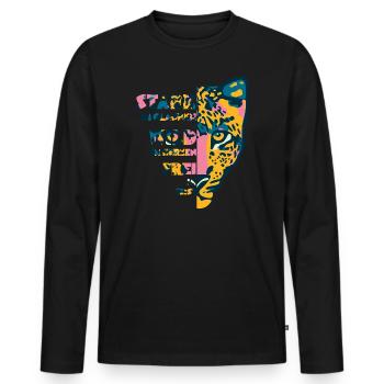 Löwe Kopf🦁 Stark im Glauben, Wild im Herzen, Frei - Männer Premium Bio Langarmshirt - Schwarz - Vorne - Nico (187cm)
