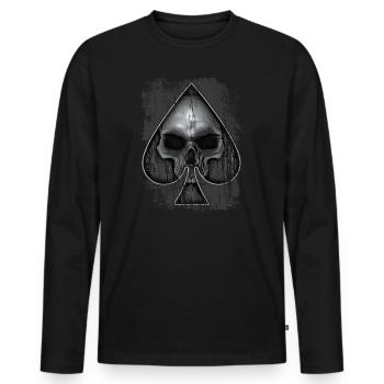 Heavy Metal Punk Poker Crâne - T-shirt manches longues Premium bio Homme - noir - Devant - Nico (187cm)