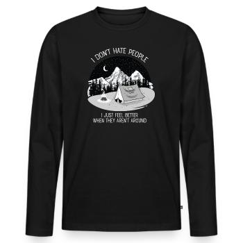 I Don't Hate People...Mountains, Camping, Campfire - T-shirt manches longues Premium bio Homme - noir - Devant - Nico (187cm)