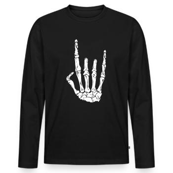 Skeleton Rock-Schwermetallhand - Männer Premium Bio Langarmshirt - Schwarz - Vorne - Nico (187cm)